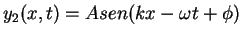 $y_2(x,t)=
A sen(kx-\omega t+\phi)$