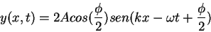 \begin{displaymath}
y(x,t)=2Acos(\frac{\phi}{2})sen(kx-\omega t+\frac{\phi}{2})
\end{displaymath}