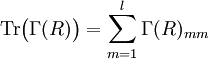 \operatorname{Tr}\big(\Gamma(R)\big) = \sum_{m=1}^{l} \Gamma(R)_{mm}