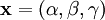 \mathbf{x} = (\alpha, \beta, \gamma)